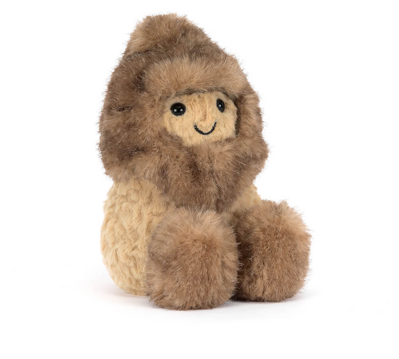 Jellycat Amuseables Peanut plush toy dressed in fluffy brown Yeti outfit