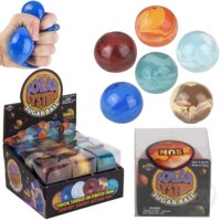 Sparkle Squeezy Sugar Ball display showing multiple colorful stress balls and packaging box