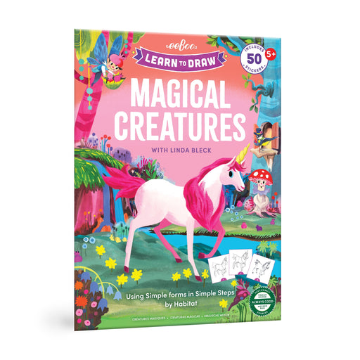 eeBoo Learn to Draw Magical Creatures book with unicorn and fantasy characters illustration