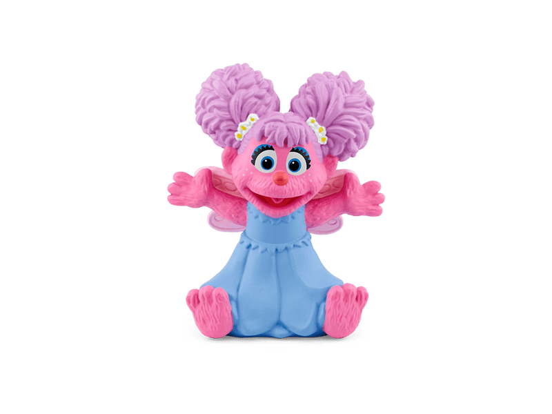 Tonie Abby Cadabby figure with purple pigtails, pink fur, and blue dress sitting