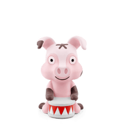 Pink pig Tonie character figurine with drum base on green background