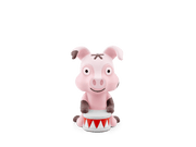 Pink pig-shaped Tonie audio figure with white drum and red triangle details