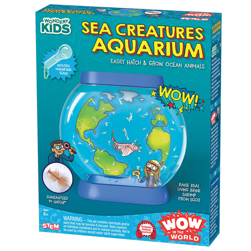 Wonder Kids Sea Creatures Aquarium kit box with illustrated brine shrimp aquarium