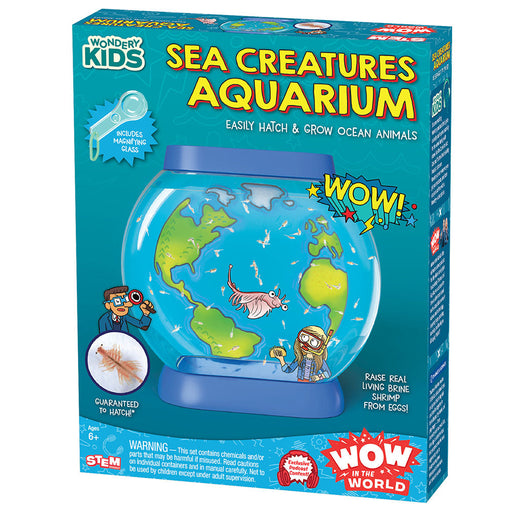 Wonder Kids Sea Creatures Aquarium kit box with illustrated brine shrimp aquarium