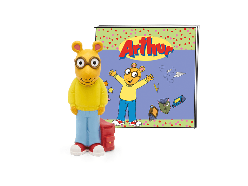 Arthur Tonie figure with character card showing yellow aardvark with glasses and blue jeans