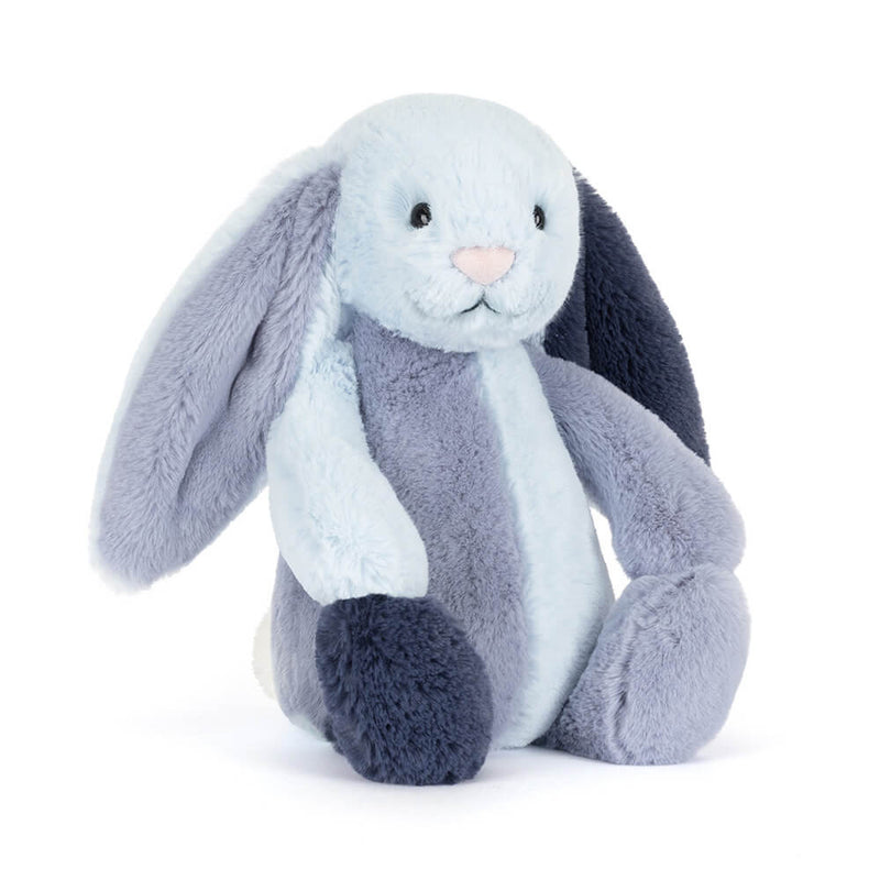 Jellycat Puddlesea Bunny plush toy in soft blue and purple colors