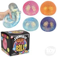 Sparkle Squeezy Sugar Ball collection showing hand squeezing ball and multiple colorful glitter-filled stress balls with p...
