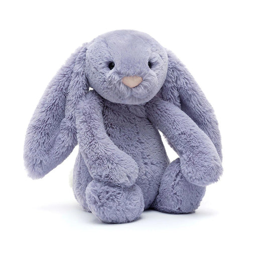 Jellycat Bashful Viola Bunny plush toy in soft purple fabric on white background