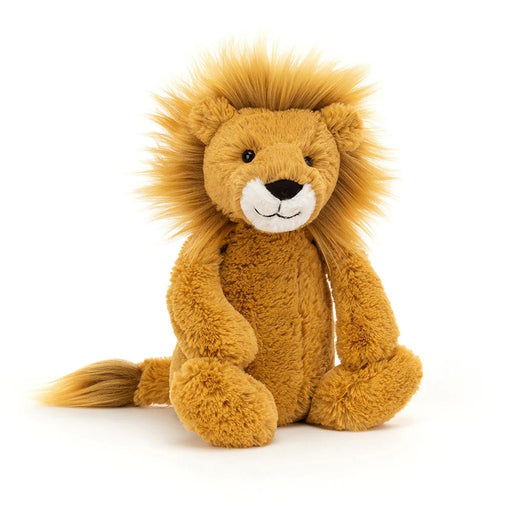 Jellycat Bashful Lion plush toy with golden mane on white background