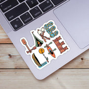 Lake life vinyl sticker with outdoor activities on laptop computer