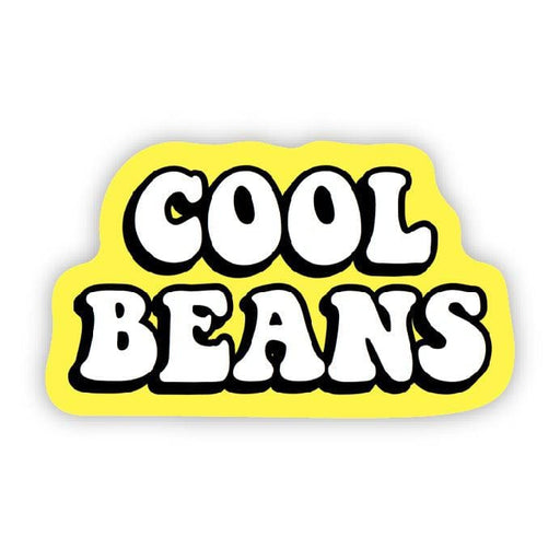 Yellow vinyl sticker with white text reading COOL BEANS in bold letters