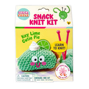 Bright Stripes Key Lime Cutie Pie knitting kit package with green knitted lime character