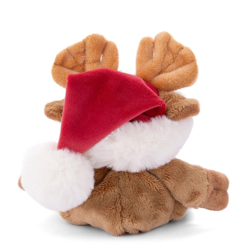 Brown plush reindeer with Santa hat Christmas stuffed animal toy