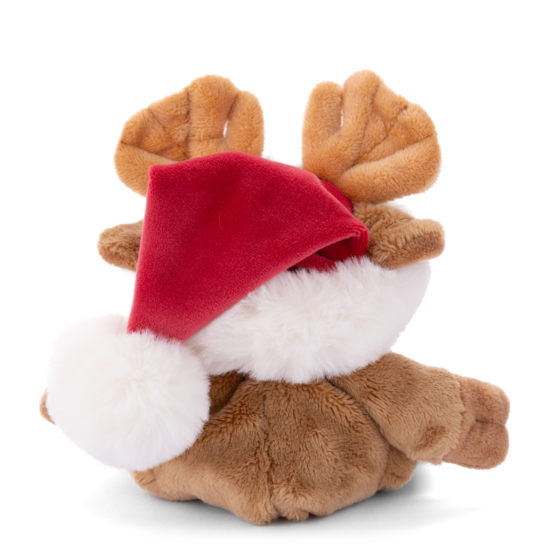 Brown plush reindeer with Santa hat Christmas stuffed animal toy