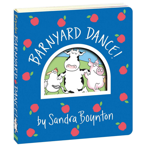 Children's book titled 'Barnyard Dance!' by Sandra Boynton with a blue cover and farm animal illustrations.
