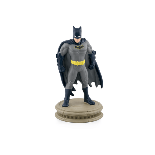 Batman Tonie figurine in gray suit with yellow belt standing on circular base