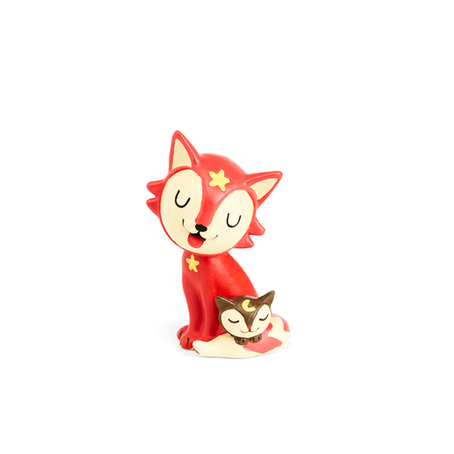 Red fox-shaped Tonie character figurine with small brown owl accessory on white background