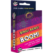 Box for the 'Bing! Bang! Boom!' card game with colorful design on a white background.