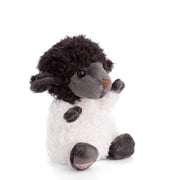 Black and white sheep stuffed animal plush toy with curly black wool head