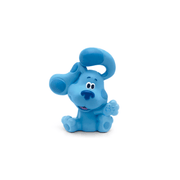 Blue dog character Tonie figurine sitting with paw raised on white background