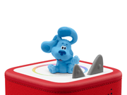 Blue's Clues Blue character Tonie figurine sitting on red Toniebox with gray audio controls