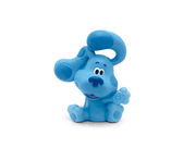 Blue dog figurine Tonie character with white eyes and friendly expression on white background