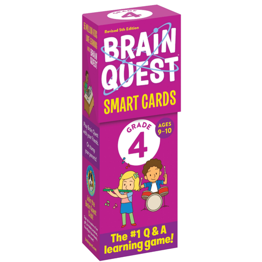 Purple box of Brain Quest Smart Cards for Grade 4 on a white background.