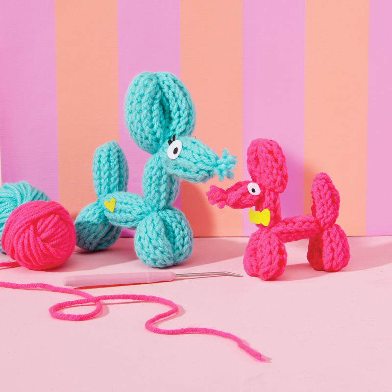 Bright Stripes colorful knitted balloon animal characters