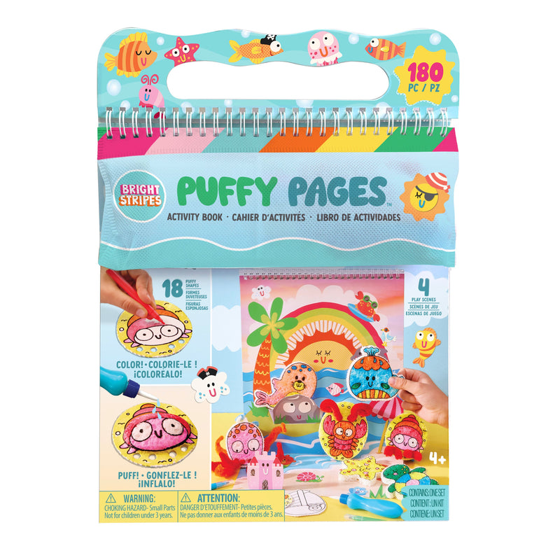Bright Stripes Puffy Pages sea animal activity kit on white