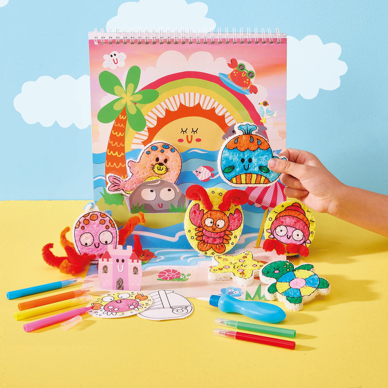 Bright Stripes Puffy Pages sea animals in colorful play scenes