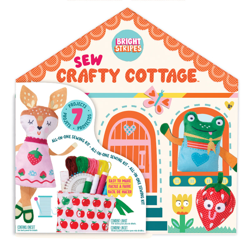 Bright Stripes Sew Crafty Cottage sewing kit on white