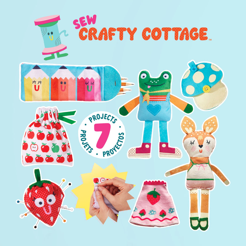 Bright Stripes sewing kit projects including stuffies and pouches