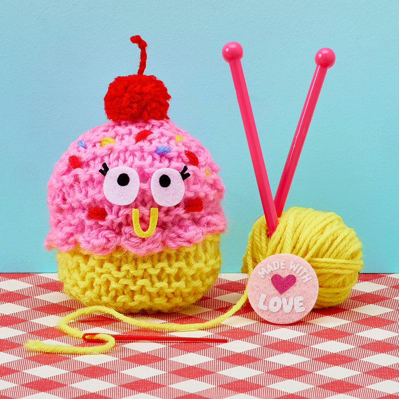 Bright Stripes knitted Cupcake Cutie character in pastel colors