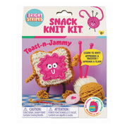 Bright Stripes Toast-n-Jammy knitting kit on white background.