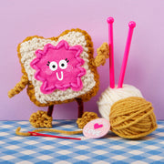 Bright Stripes knitted Toast-n-Jammy character in tan and pink