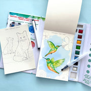 Bright Stripes woodland wildlife watercolor journal open for painting