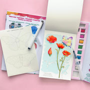 Bright Stripes forest flora watercolor journal open for painting