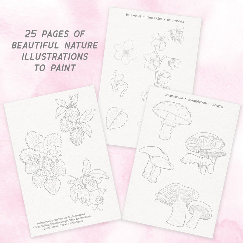 Bright Stripes Flora watercolor journal illustrated botanical pages