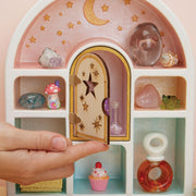 Bright Stripes curio shelf fairy door and pastel paint detail