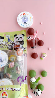 KidDoughs Bubble Tea play kit with modeling dough and miniature boba tea accessories