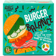 Box of 'Burger Balance' game by Professor Puzzle Games with colorful illustration of a burger.