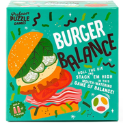 Box of 'Burger Balance' game by Professor Puzzle Games with colorful illustration of a burger.