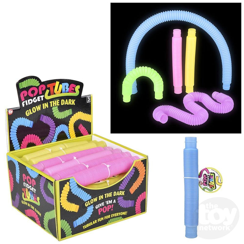 Pop Tubes Fidget Glow in the Dark colorful stretchy sensory toys with display box