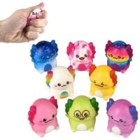 Collection of colorful 2-inch Christmas-themed squishy toys including ice cream and characters