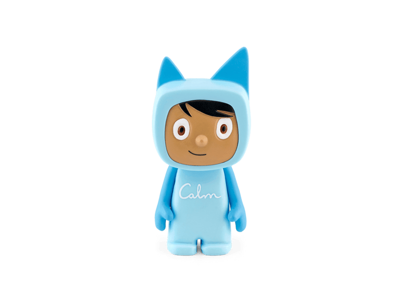 Blue Tonies Creative Tonie figurine with cat ears and 'Calm' text on chest