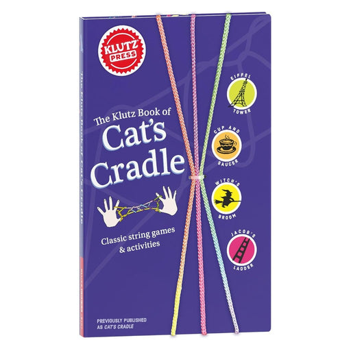 Klutz Press book of Cat's Cradle with colorful strings on a purple background