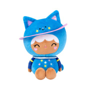 Blue cat-themed Momiji plush toy with space helmet and star decorations