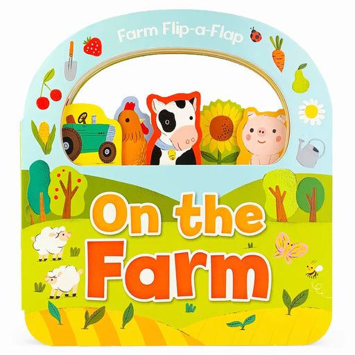 Children's board book titled 'On the Farm' with farm-themed illustrations on a white background