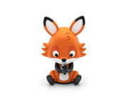 Orange fox Tonie audio character figure with black ears and white belly on white background