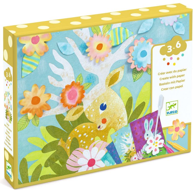 DJECO Create with Paper craft kit box featuring colorful deer and flowers design